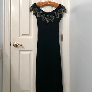 Vintage black velvet beaded dress size 4